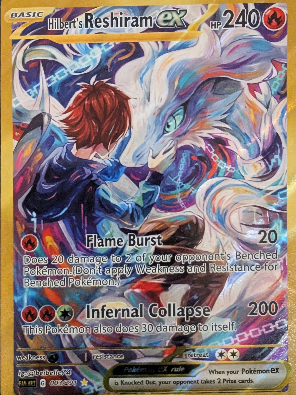 Hilbert's Reshiram EX Wall Art Print - Vibrant Multi-Color